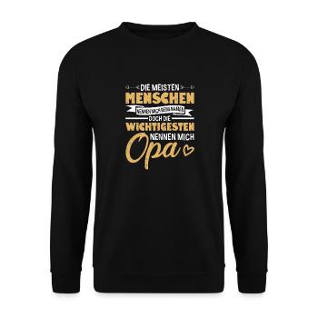 Die Meisten Menschen Nennen Mich Opa Großvater - Unisex Pullover - Schwarz - Vorne - Alina (178cm) & Michal (187cm)