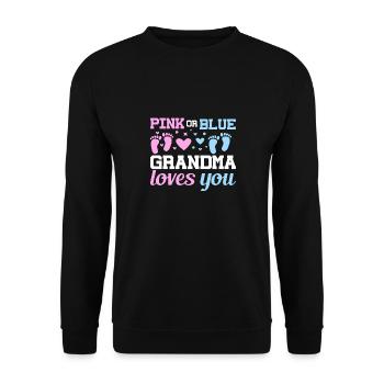 Rosa Oder Blaue Oma Liebt Dich Vater Geschlecht - Unisex Pullover - Schwarz - Vorne - Alina (178cm) & Michal (187cm)