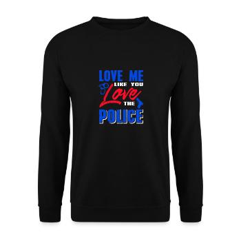 Aime-moi comme tu aimes la police cool retro - Sweat-shirt Unisexe - noir - Devant - Alina (178cm) & Michal (187cm)