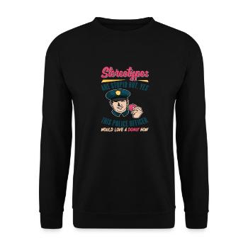 Ce policier aimerait un beignet maintenant présent - Sweat-shirt Unisexe - noir - Devant - Alina (178cm) & Michal (187cm)