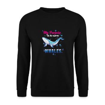 Whale Whales Marine biologist Marine mammal Baby whale - Unisex Sweatshirt - black - Front - Alina (178cm) & Michal (187cm)