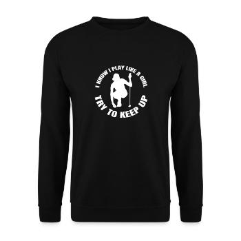 Golf Golfball Mädchen Golfspielerin Golfschläger - Unisex Pullover - Schwarz - Vorne - Alina (178cm) & Michal (187cm)