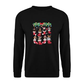 Chiens mignons dans les bas de Noël - Dog Lover - Sweat-shirt Unisexe - noir - Devant - Alina (178cm) & Michal (187cm)