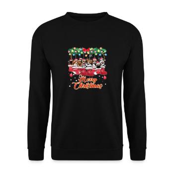 Süße und kuschelige Hunde als Weihnachtsschmuck - Unisex Pullover - Schwarz - Vorne - Alina (178cm) & Michal (187cm)