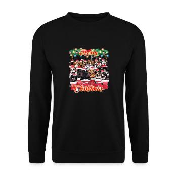 Hunde als Weihnachtsdekoration - Süße Hunde Weihnachten - Unisex Pullover - Schwarz - Vorne - Alina (178cm) & Michal (187cm)