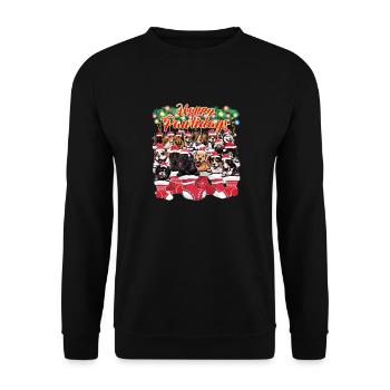 Hunde Weihnachtsdekoration - Süße und kuschelige Hunde - Unisex Pullover - Schwarz - Vorne - Alina (178cm) & Michal (187cm)
