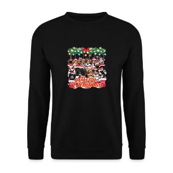 Frohe Weihnachten von niedlichen und kuscheligen Hunden - Unisex Pullover - Schwarz - Vorne - Alina (178cm) & Michal (187cm)