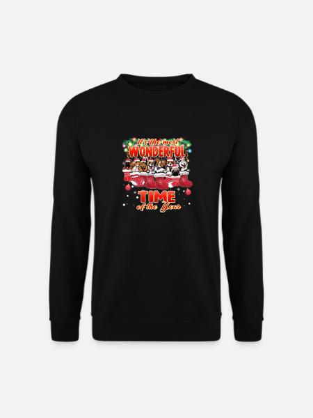 Süße Kuschelhunde Dekoration für Weihnachten - Unisex Pullover - Schwarz
