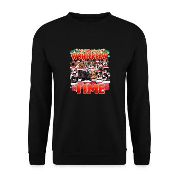 Wonderpaw Time - Süße Kuschelhunde Weihnachten - Unisex Pullover - Schwarz - Vorne - Alina (178cm) & Michal (187cm)