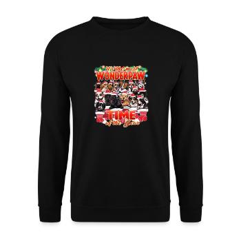 Funny Dog Theme Christmas - Wonderpaw Dogs Xmas - Unisex Sweatshirt - black - Front - Alina (178cm) & Michal (187cm)