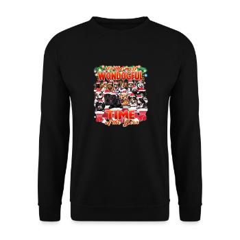 Races de chiens sucrés dans le bas de Noël - Sweat-shirt Unisexe - noir - Devant - Alina (178cm) & Michal (187cm)