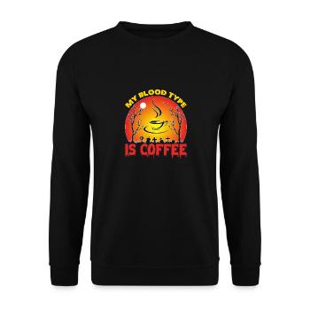 Meine Blutgruppe ist Kaffee Halloween TShirt - Unisex Pullover - Schwarz - Vorne - Alina (178cm) & Michal (187cm)