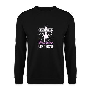 That's my cheer daughter up there - Unisex Pullover - Schwarz - Vorne - Alina (178cm) & Michal (187cm)