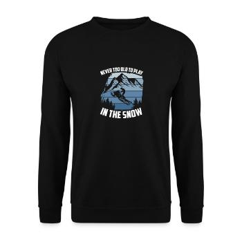 Never Too Old To Play In The Snow, Schneemobil - Unisex Pullover - Schwarz - Vorne - Alina (178cm) & Michal (187cm)