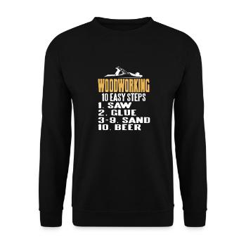 10 étapes faciles de travail du bois rétro drôle T-shirt - Sweat-shirt Unisexe - noir - Devant - Alina (178cm) & Michal (187cm)