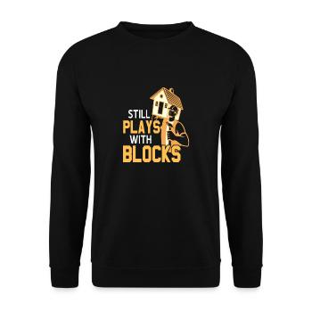 Joue toujours avec des blocs drôle retro carpenter - Sweat-shirt Unisexe - noir - Devant - Alina (178cm) & Michal (187cm)