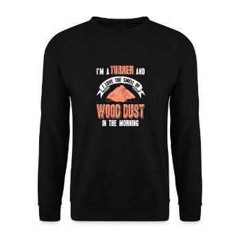 J’adore l’odeur de la poussière de bois dans le rétro du matin - Sweat-shirt Unisexe - noir - Devant - Alina (178cm) & Michal (187cm)