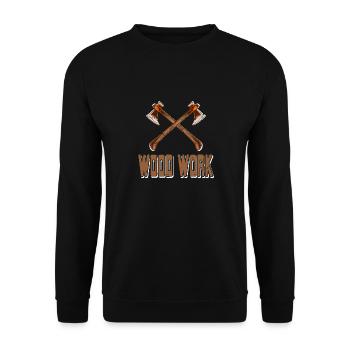 Cool Awesome Wood Work Retro Wood Worker Designs - Unisex Pullover - Schwarz - Vorne - Alina (178cm) & Michal (187cm)
