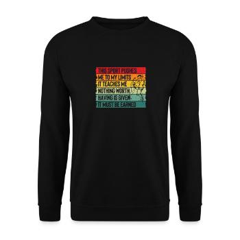 Ringer Dieser Sport treibt mich an meine Grenzen - Unisex Pullover - Schwarz - Vorne - Alina (178cm) & Michal (187cm)