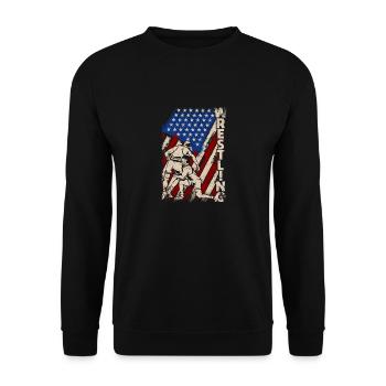 Amerikanische Ringen Patriotische Ringer Usa Flag - Unisex Pullover - Schwarz - Vorne - Alina (178cm) & Michal (187cm)