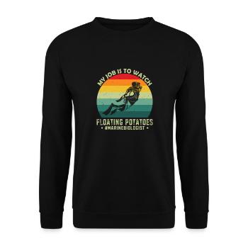Manatee Manti floaty potatoes - Unisex Sweatshirt - black - Front - Alina (178cm) & Michal (187cm)