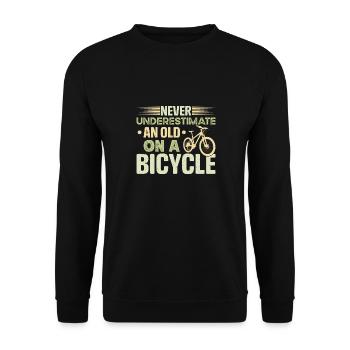 Man Woman Older Bicycle Cyclist - Unisex Sweatshirt - black - Front - Alina (178cm) & Michal (187cm)