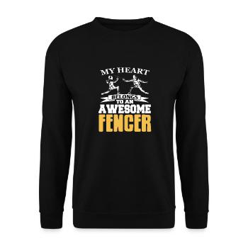 My Heart Belongs To An Awesome Fencer Cool Retro - Unisex Sweatshirt - black - Front - Alina (178cm) & Michal (187cm)