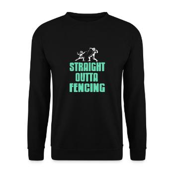 Straight Outta Fencing Cool Retro Fencer Designs - Unisex Sweatshirt - black - Front - Alina (178cm) & Michal (187cm)