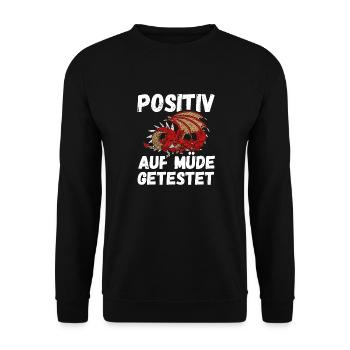 Positiv auf Müde getestet Drache Fun - Unisex Pullover - Schwarz - Vorne - Alina (178cm) & Michal (187cm)