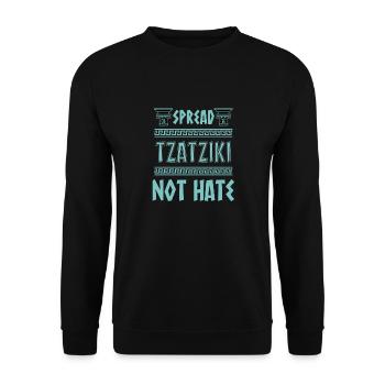 Griechische Mythologie und Griechisches Essen - Unisex Pullover - Schwarz - Vorne - Alina (178cm) & Michal (187cm)