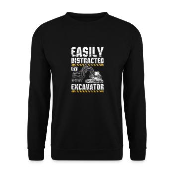 Facilement distrait par une excavatrice - Sweat-shirt Unisexe - noir - Devant - Alina (178cm) & Michal (187cm)