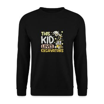 This kid loves excavators - Unisex Pullover - Schwarz - Vorne - Alina (178cm) & Michal (187cm)