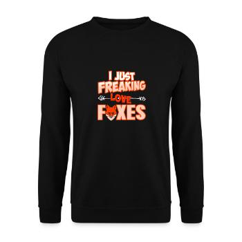 I Just Freaking Love Foxes Cool Fox Lover Tea - Unisex Sweatshirt - black - Front - Alina (178cm) & Michal (187cm)