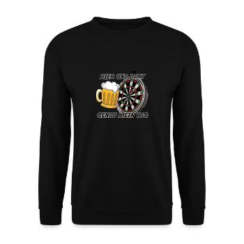 Dart Dartscheibe Dartspieler Bullseye Wurf Design - Unisex Pullover - Schwarz - Vorne - Alina (178cm) & Michal (187cm)