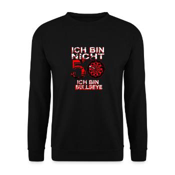 Dart Dartscheibe Dartspieler Bullseye Wurf Design - Unisex Pullover - Schwarz - Vorne - Alina (178cm) & Michal (187cm)