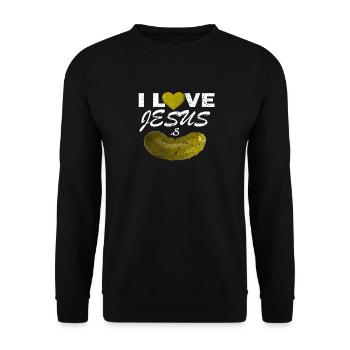 Ich Liebe Jesuss Pickles Zitat Herz Geschenk Gurke - Unisex Pullover - Schwarz - Vorne - Alina (178cm) & Michal (187cm)