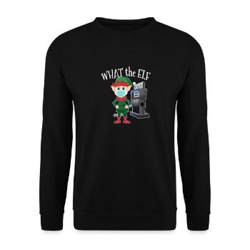 Elf Hig Gas Preise Humor - Was zum Teufel - Unisex Pullover - Schwarz - Vorne - Alina (178cm) & Michal (187cm)