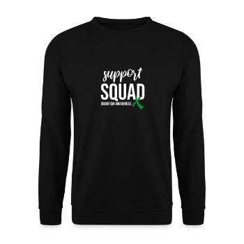 Support Squad, Grüne Schleife Zwergenwuchs - Unisex Pullover - Schwarz - Vorne - Alina (178cm) & Michal (187cm)