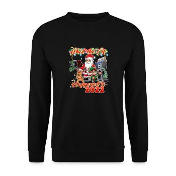 Funny Christmas 2022 - What the Elf Happened to 20 - Unisex Sweatshirt - black - Front - Alina (178cm) & Michal (187cm)