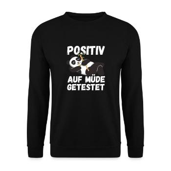 Positiv auf Müde getestet Pandas Fun - Unisex Pullover - Schwarz - Vorne - Alina (178cm) & Michal (187cm)