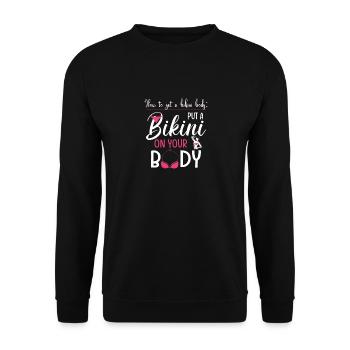How To Get A Bikini Body, Beach Holiday - Unisex Sweatshirt - black - Front - Alina (178cm) & Michal (187cm)