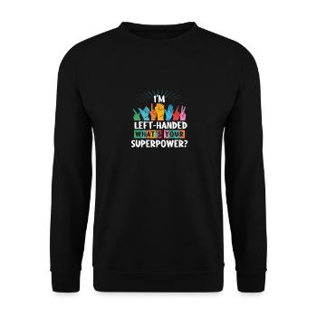 Je suis gaucher Quel est votre superpouvoir Gaucher - Sweat-shirt Unisexe - noir - Devant - Alina (178cm) & Michal (187cm)