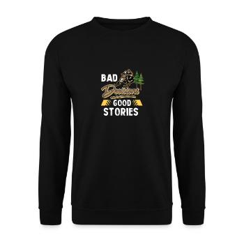 Bad Desicions Good Stories, Schneemobil - Unisex Pullover - Schwarz - Vorne - Alina (178cm) & Michal (187cm)