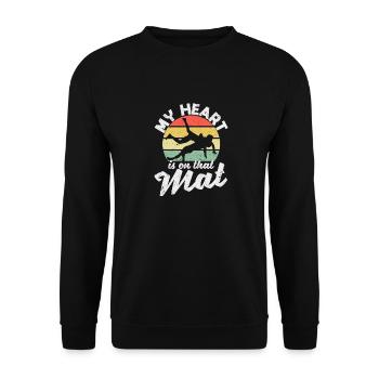 Funny Wrestling Coach Fan Wrestler My heart is - Unisex Sweatshirt - black - Front - Alina (178cm) & Michal (187cm)