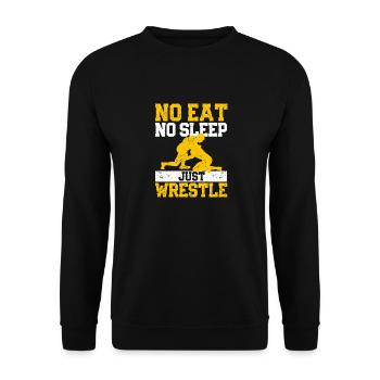 Drôle Cool Sport Game Wrestling No Eat Sleep - Sweat-shirt Unisexe - noir - Devant - Alina (178cm) & Michal (187cm)