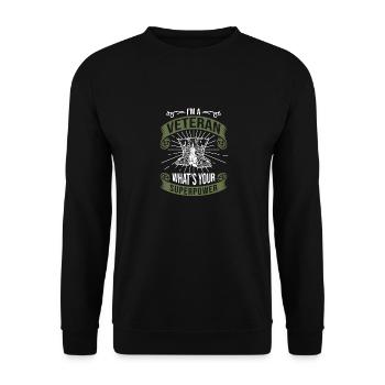 I'm A Veteran What's Your Superpower, Veteran - Unisex Pullover - Schwarz - Vorne - Alina (178cm) & Michal (187cm)