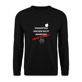 VIDEOSPIELE MACHEN NICHT AGGRESSIV LAGS SCHON - Unisex Pullover - Schwarz - Vorne - Alina (178cm) & Michal (187cm)