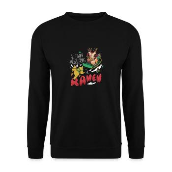 All i want for Christmas is Ramen apanische Nudeln - Unisex Pullover - Schwarz - Vorne - Alina (178cm) & Michal (187cm)