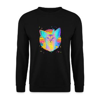 Abyssinian Cat Rainbow Space Star Black - Unisex Sweatshirt - black - Front - Alina (178cm) & Michal (187cm)