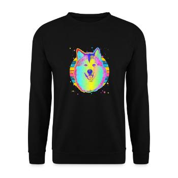 Alaskan Malamute Dog Rainbow Space Black - Unisex Sweatshirt - black - Front - Alina (178cm) & Michal (187cm)
